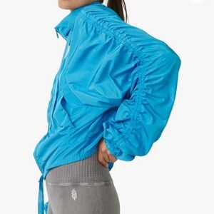 Free People Ruched Out Packable Jacket Blue FP Movement